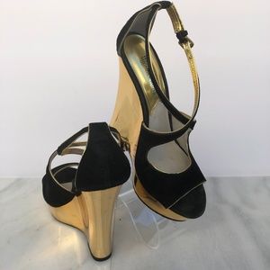 Michael Kors Suede Black & Gold Wedge Platform